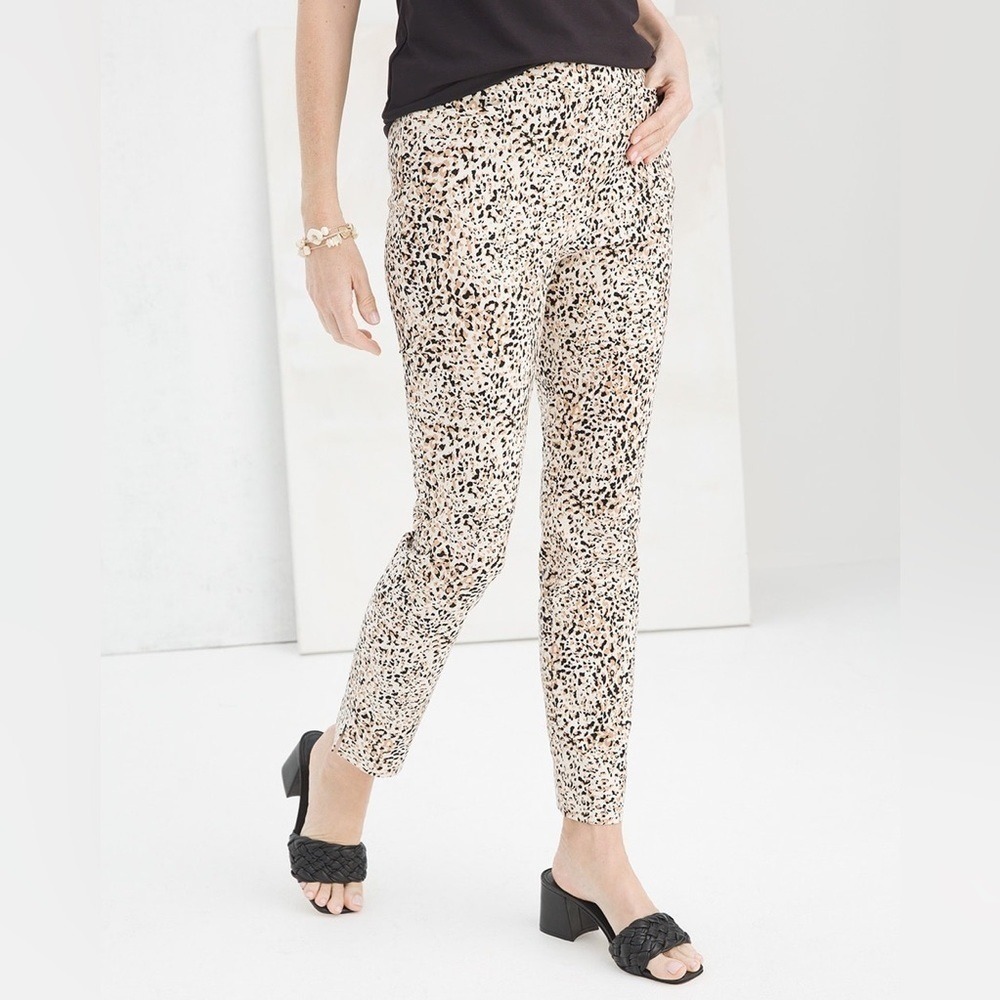 Chicos Size 1R US 8R Chic Animal Print So Slimming Brigitte Slim Fit Ankle‎ Pant